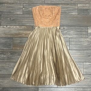 Maria Bianca Nero Beautiful Vintage Dress Silk Accordion pleat strapless S P